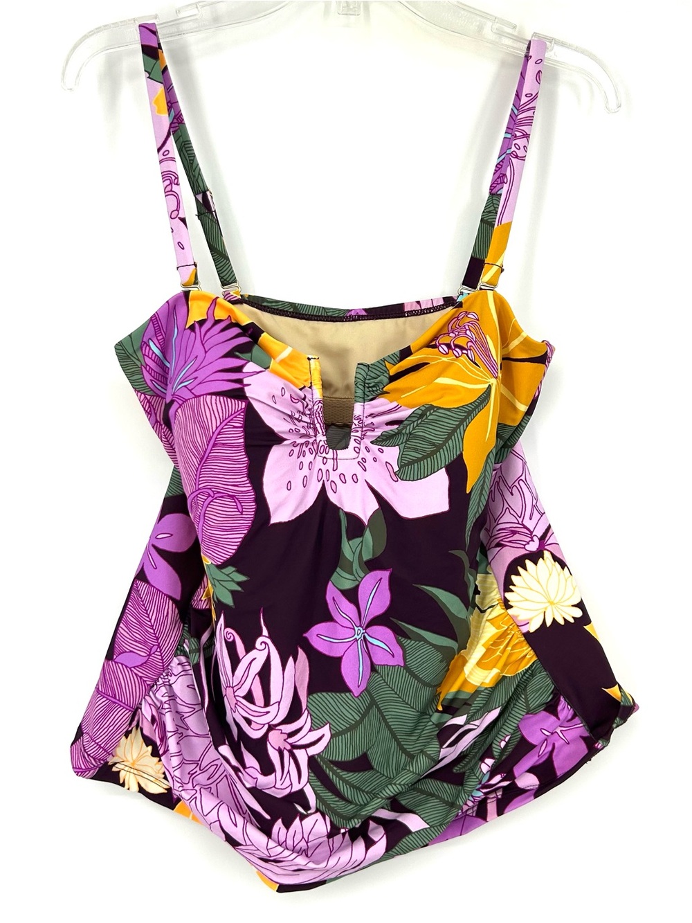 Lands End Tankini Swim Top Purple Floral